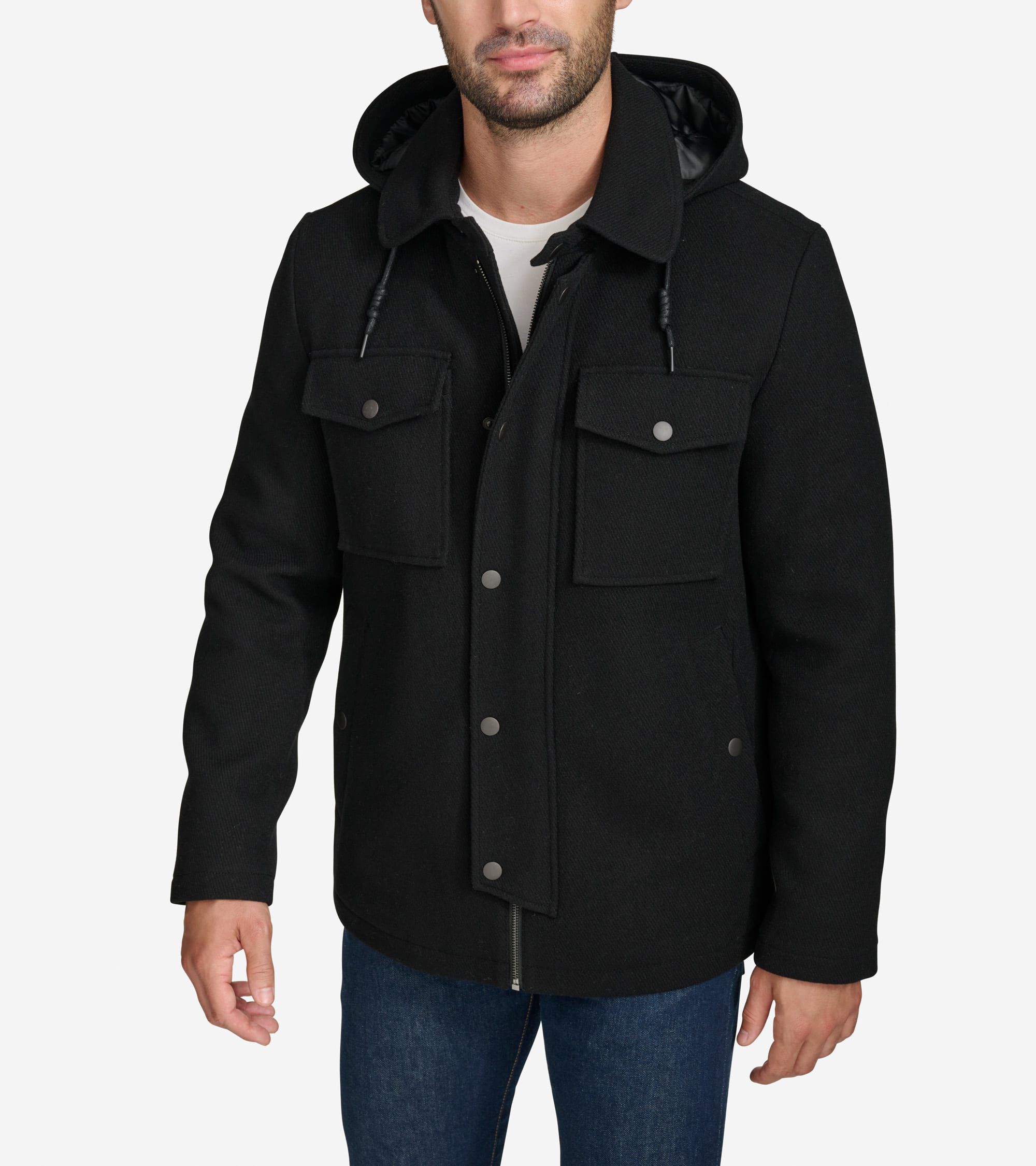 Wool Twill Field Jacket in Black Cole Haan
